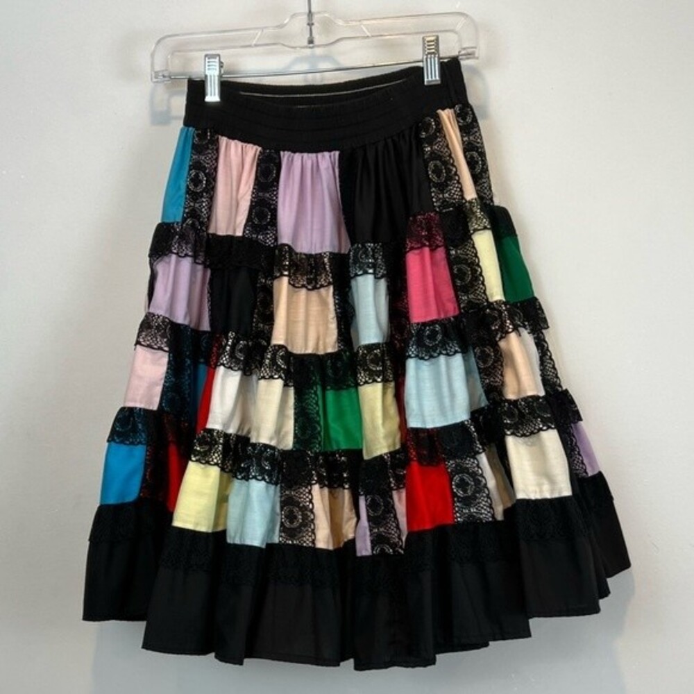 Vintage Western Circle Line Dancing Twirl Skirt Handmade S/M